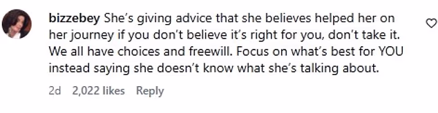 Others supported Winfrey's advice, saying, 'She literally gave advice that any grand mother would give'