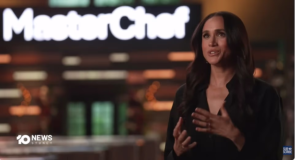 Meghan Markle proudly boasted that her children enjoy eating Brussels sprouts and encouraged MasterChef Australia contestants to 'keep a sense of humour' about the competition in a new teaser for her judging spot on the reality show. The Duchess of Sussex , 44, will appear as a guest judge on the latest series of the Channel 10 programme during Sunday night's episode. In a two-minute clip released today, Meghan gave viewers a glimpse of the cooking challenge she set for competitors as she asked them to whip up a dish using ingredients like honey, macadamia nuts, citrus, edible flowers and celeriac. The Duchess, whose Netflix series With Love, Meghan was recently nominated for a Daytime Emmy , also had a few words of wisdom for the contestants as she acknowledged 'there is a lot of pressure in this kitchen'.