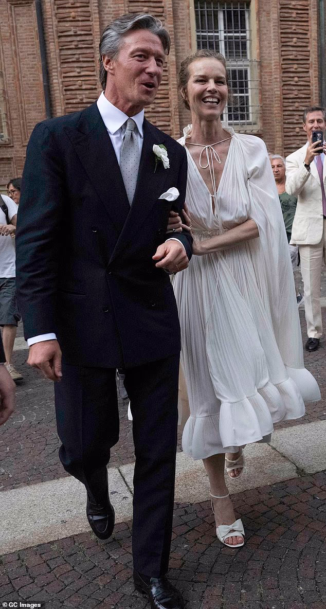 When Eva Herzigova wed Gregorio Marsiaj in Italy on Saturday, she wore a flowing, Lanvin dress