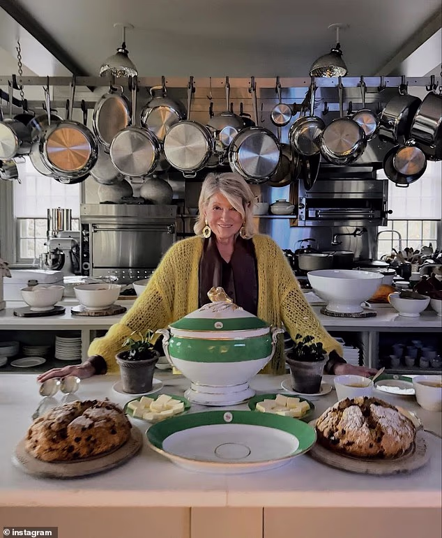 US domestic goddess Martha Stewart shows off her sizeable double island kitchen