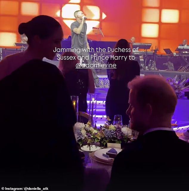 The Duchess danced as she watched Maroon 5 singer Adam Levine's performance