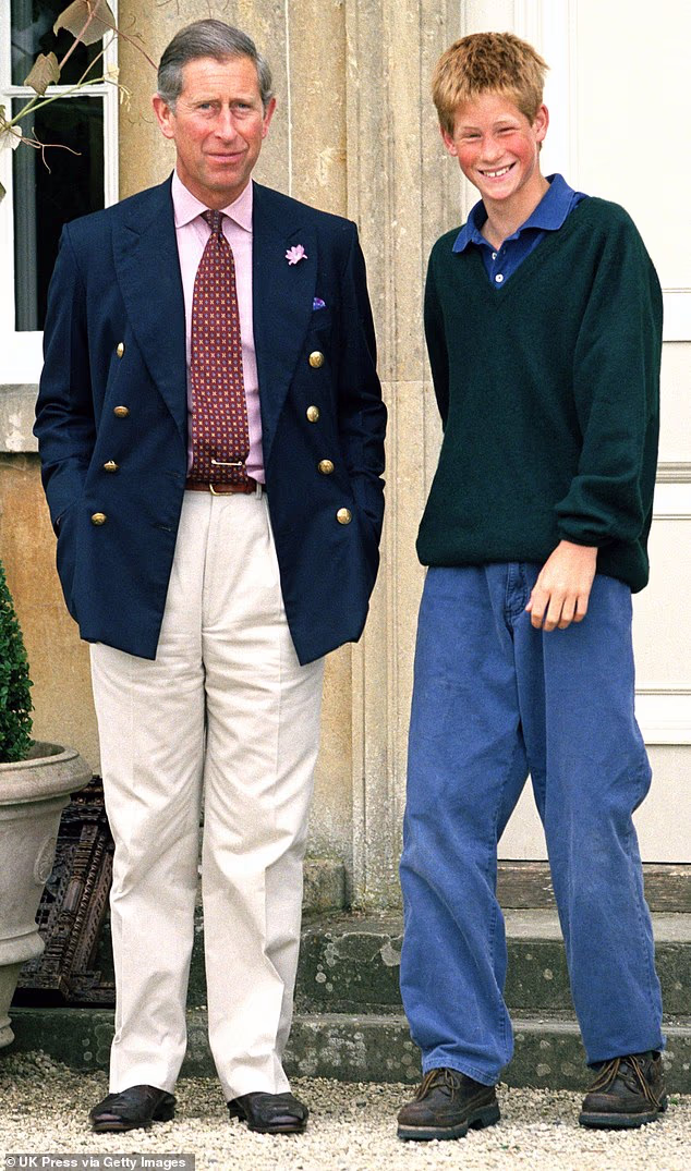 Pictured: Harry and his father Charles at a photocall at Highgrove in 1999.