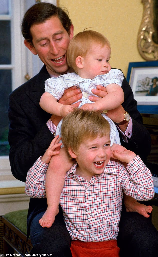 In his book Spare, the Duke of Sussex claimed his father, King Charles, wasn't the most emotionally present parent - but others have indicated differently (pictured with the Prince of Wales in Kensington Palace in 1985).