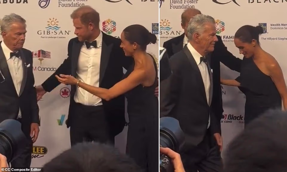 David Foster has denied snubbing his 'dear friend' Meghan Markle after he appeared to awkwardly ignore her attempt to greet him on the red carpet. The record producer had been hosting a charity event in Canada last Friday when he walked towards Meghan, who was standing next to her husband Prince Harry. The Duchess of Sussex eagerly extended her arm out to greet Foster, but he swiftly walked past to pose to the left of his wife Katharine McPhee for a group photo. Meghan quickly tucked her floating arm behind her back before leaning into Harry for the picture - and a viral video of the moment led to claims he had snubbed her.