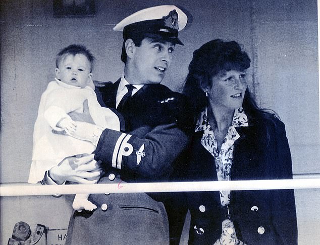 Princess Beatrice was born at 6lbs 12oz on August 8, 1988, to Sarah Ferguson, Duchess of York and Prince Andrew. Pictured: Prince Andrew, the Duchess of York and Princess Beatrice