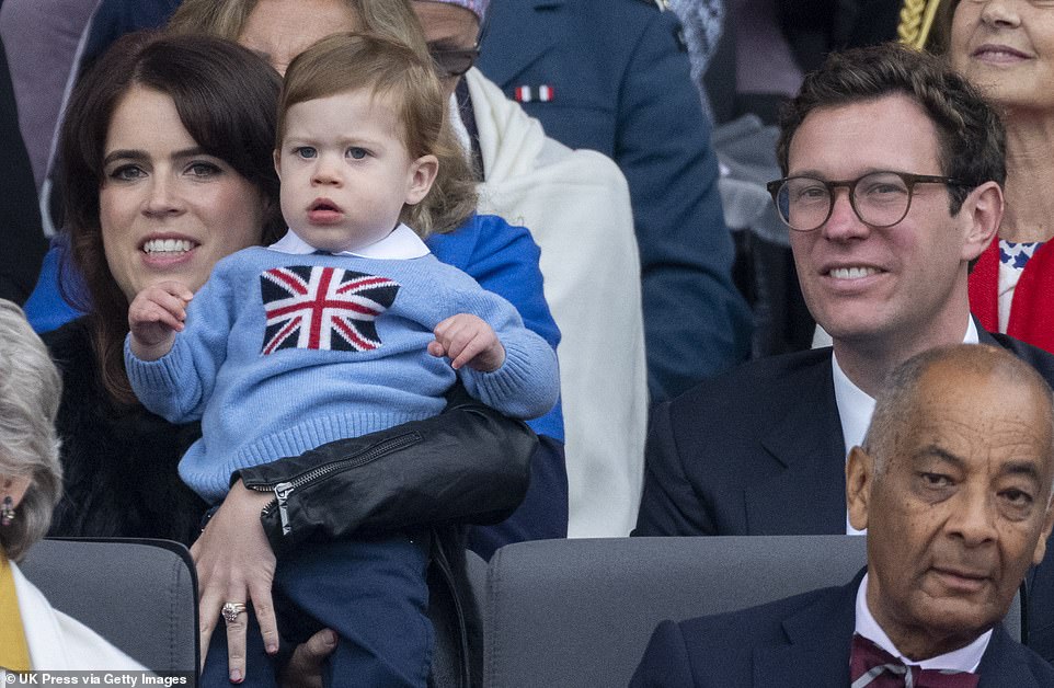 AUGUST PHILIP HAWKES BROOKSBANK: Princess Eugenie and Jack Brooksbank's son, August Philip Hawke Brooksbank, was born on February 9, 2021, at London's Portland Hospital. He was named after his great-grandfather Prince Philip. Eugenie described their hearts as being 'full of love for this little human'. In November, the Queen's granddaughter, 31, christened the youngster with the Queen in attendance. Meanwhile, Eugenie, 31, posted two photos on Instagram to mark her son's first birthday with the caption: 'Happy 1st Birthday to our little hero Augie. You are such a special soul that brightens every room with your smile and wave. You have made us so very proud. We love you!' She had been fiercely protective of her son's privacy by hiding his face in social media pictures, but shared the public a glimpse of her son when she took him to the Platinum Pageant at Buckingham Palace.