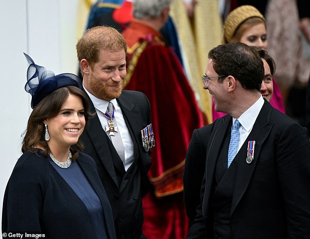 Lip reader Jacqui Press revealed what she thought the Prince, who arrived in the UK on Friday morning from California, said to Princess Eugenie and her husband