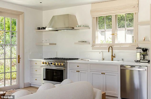 Good view: The kitchen had a French door next to it, so guests could see the beauty of nature