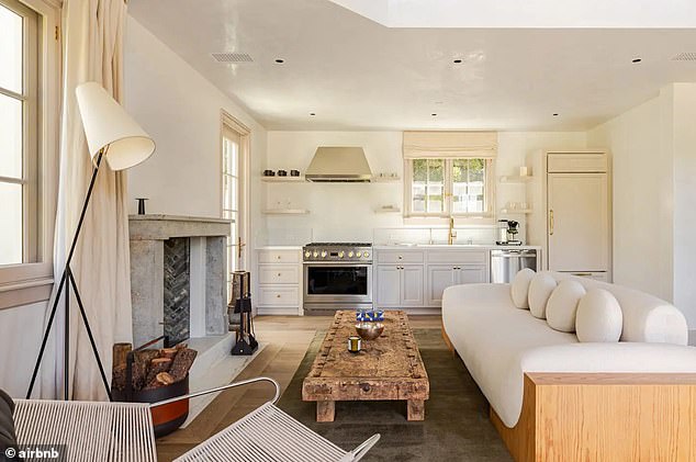 Relax: The kitchen had a small living area and fireplace