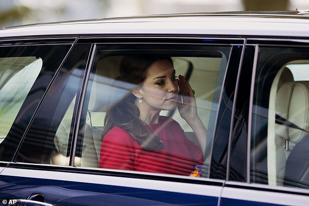 The mother-of-three was driven away looking upset after meeting a mother who lost her child