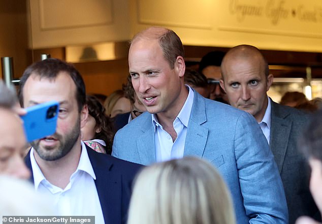 The Prince of Wales visits the Pret A Manger branch in Bournemouth on Thursday afternoon