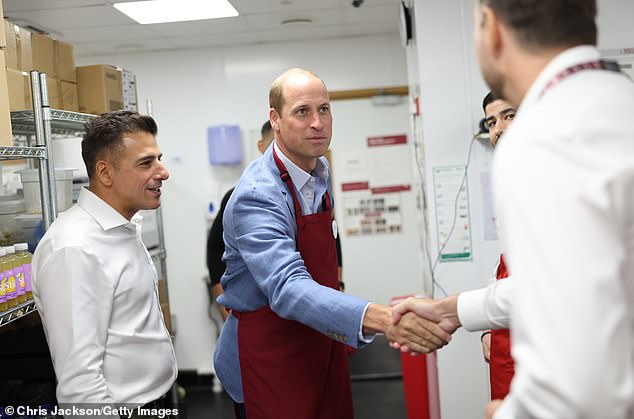 The Prince of Wales greets Pret employees at the branch in Bournemouth on Thursday afternoon