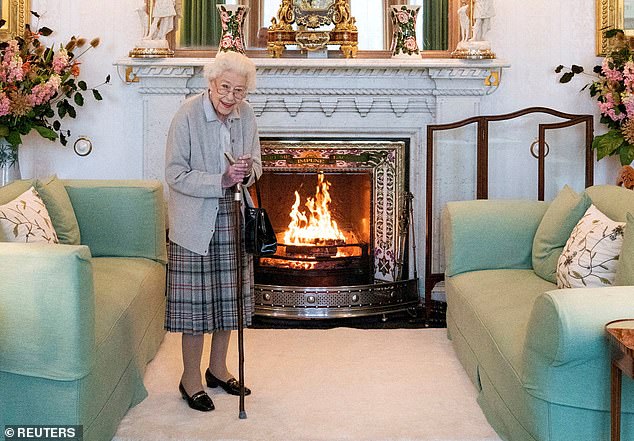 Amid the poignancy of the occasion, their continuing rift is a sad reminder of the pain Harry's actions caused Queen Elizabeth in the latter years of her life. Her death is being marked with an unprecedented tribute from King Charles to the family's much-loved matriarch, who passed away at Balmoral exactly a year ago at the age of 96 after 70 impeccable years of public service. Pictured: The late Queen two days before her death