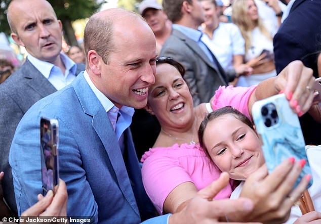 Prince William meets members of the public outside Pret A Manger in Bournemouth