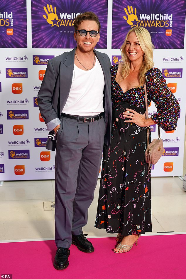 Danny Jones and Ambrosio Nixon arrive for the annual WellChild Awards 2023 at the Hurlingham Club in London on Thursday