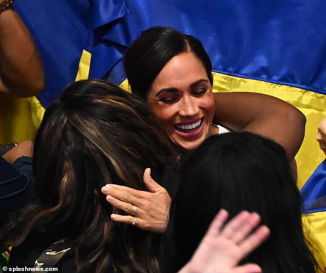 The mother-of-two appeared pleased to meet with members of the public with a big grin across her face