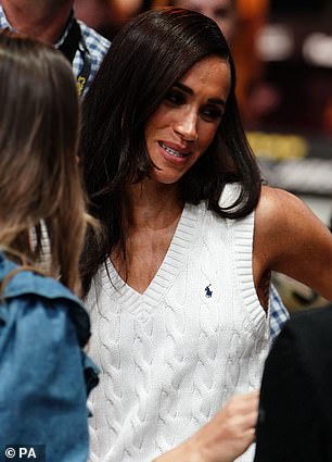 The Duchess of Sussex on centre court during the sitting volleyball competition