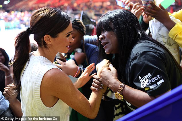 Meghan stopped to chat to members of the crowd while attending today's event