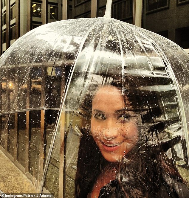 The snaps show Meghan lounging on a sofa and playfully sheltering under an umbrella while smiling for a selfie in a photo which he had previously shared as a tribute to Meghan ahead of the show's last episode in 2019