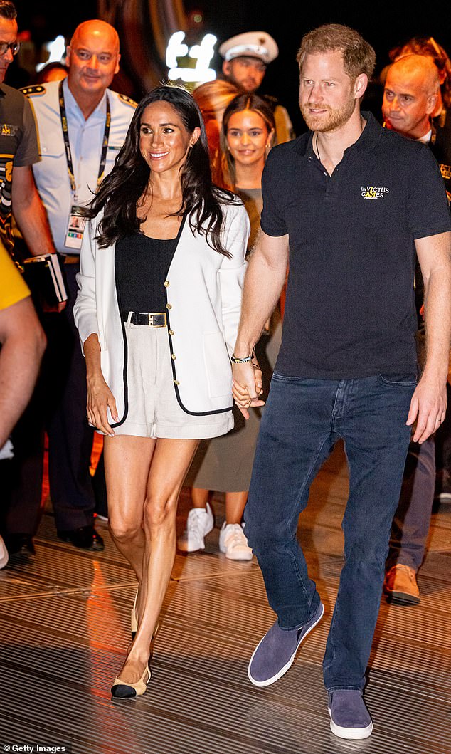 The Duke and Duchess of Sussex at the wheelchair basketball preliminary match this morning