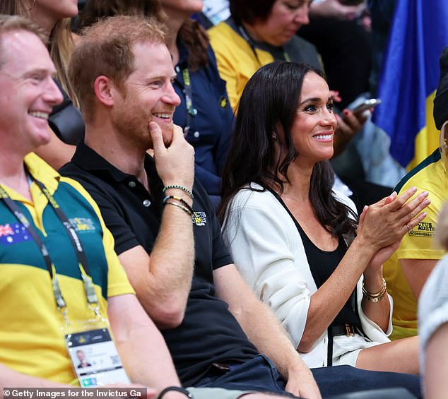 Prince Harry and Meghan Markle watch the wheelchair basketball in Dusseldorf today