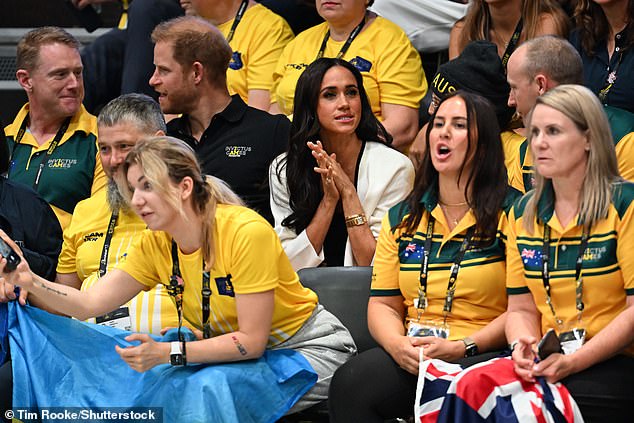 Prince Harry and Meghan Markle watch the wheelchair basketball in Dusseldorf today