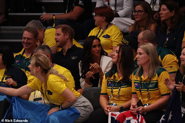 Prince Harry and Meghan Markle watch the wheelchair basketball in Dusseldorf today