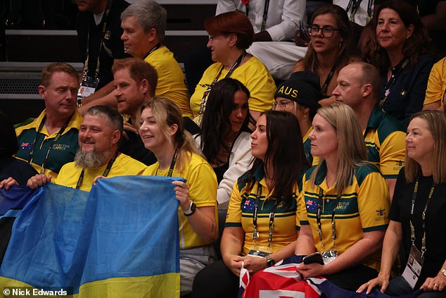 Prince Harry and Meghan Markle watch the wheelchair basketball in Dusseldorf today