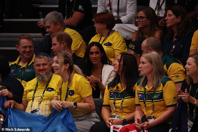 Prince Harry and Meghan Markle watch the wheelchair basketball in Dusseldorf today