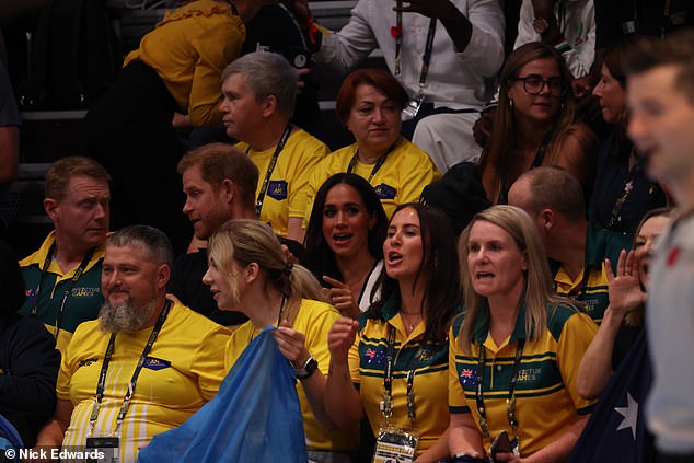 Prince Harry and Meghan Markle watch the wheelchair basketball in Dusseldorf today