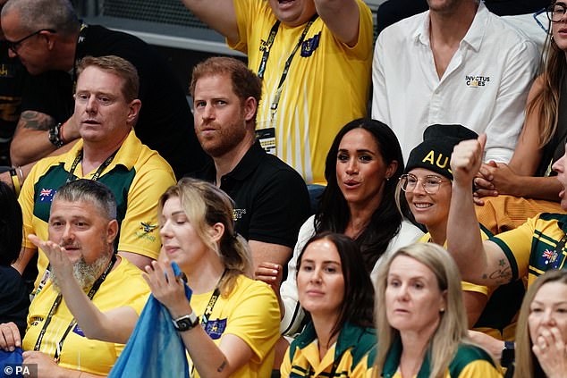 Prince Harry and Meghan Markle watch the wheelchair basketball in Dusseldorf today