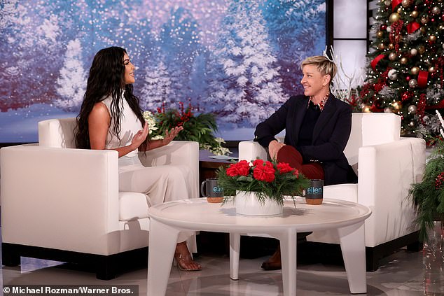 Kim Kardashian sits down with Ellen de Generes in 2019