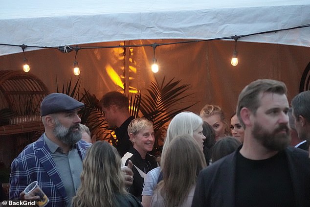 The fundraiser was attended by a whole host of Hollywood celebs, including Ellen DeGeneres who is pictured here near Harry