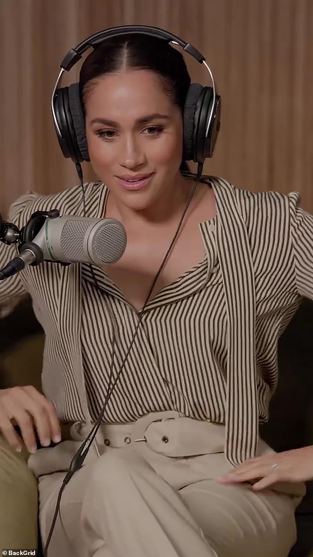 Meghan Markle's podcast (pictured), which aired 12 episodes in total, looked to 'examine and subvert the labels that seek to limit women'