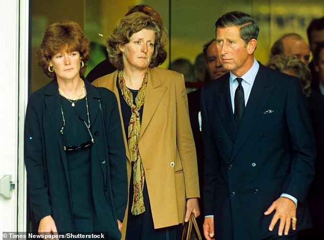 It was left to Lady Jane to break the news of Diana's death to her siblings. Afterwards she travelled to Paris with sister Lady Sarah McCorquodale, left, and Prince Charles. Pictured here leaving Pitié-Salpêtrière University Hospital in Paris, September 1997