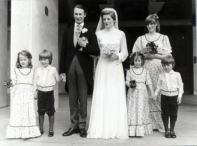 Sir Robert (now Baron) Fellowes marries Lady Jane Spencer at the Guard's Chapel, Wellington Barracks. Her younger sister, Lady Diana Spencer (centre right) is a bridesmaid