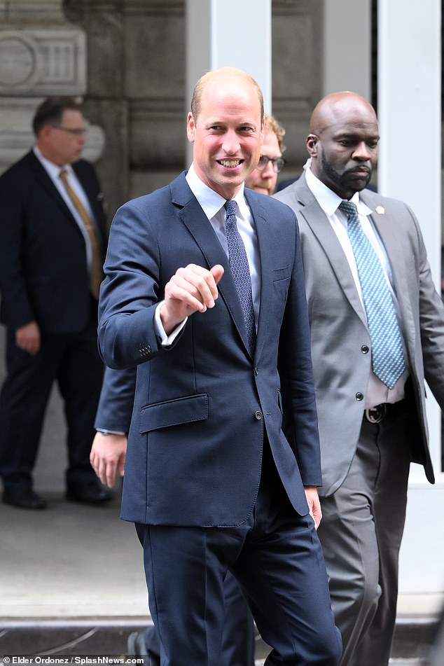 The Prince of Wales, 41, opted for a classic suit and skinny tie as he met with his fellow royal to learn how various world leaders are tackling environmental issues.