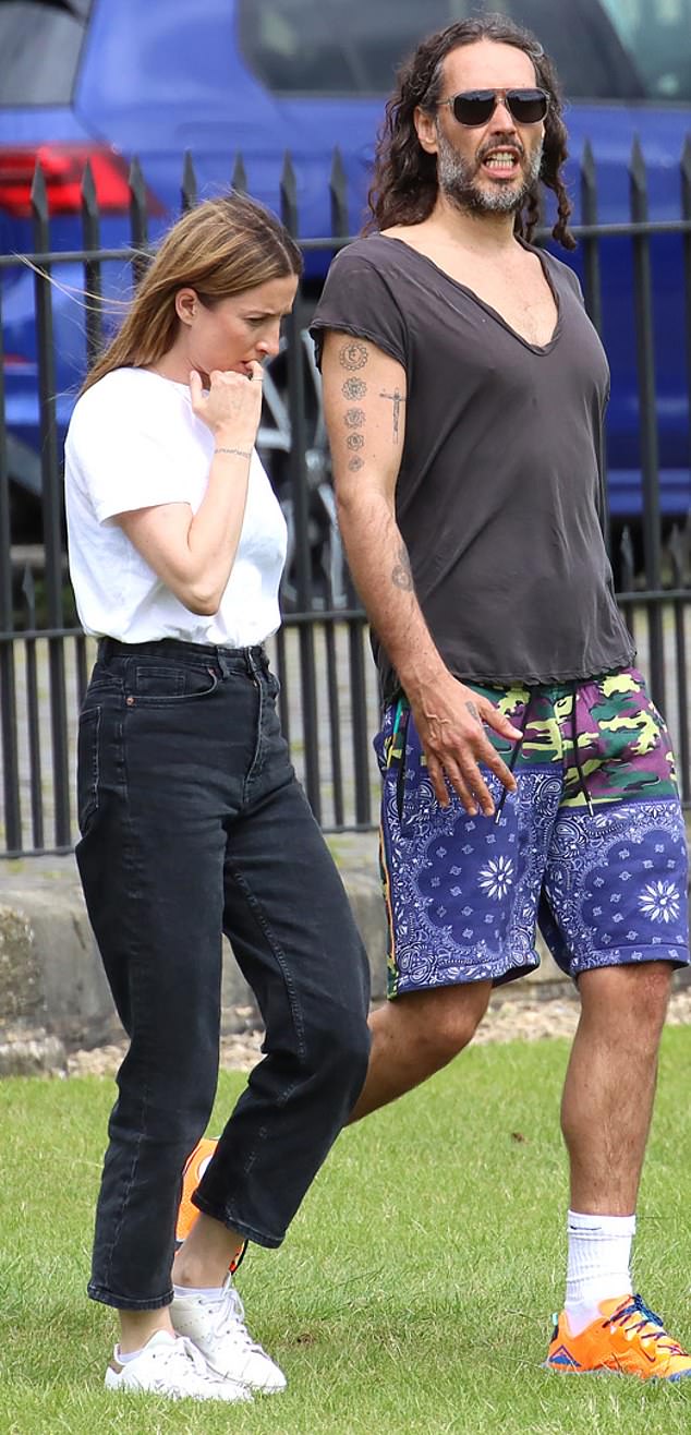 Russell Brand pictured with his wife Laura Gallacher