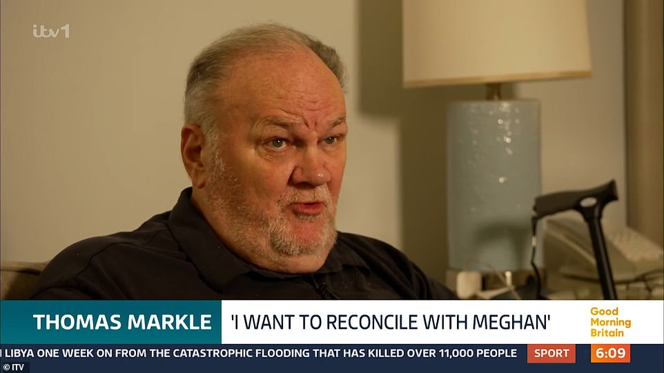 Mr Markle begged Meghan to let him see his grandchildren, adding that he has not seen her for five years since he was lying in a hospital bed. 'I'm heartbroken. I am very upset. This is a cruel thing to do to a grandparent - to deny the right to see a grandchild,' he said.