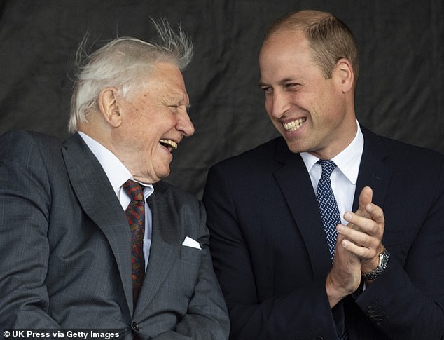 Prince William and Sir David Attenborough attend the naming ceremony for The RSS Sir David Attenborough on September 26, 2019 in Birkenhead, England