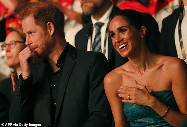 Prince Harry was dressed in a dark suit and dark shirt. During his closing speech he spoke directly to the competitors and how their 'vulnerability' had 'opened the hearts' of millions of people all over the world