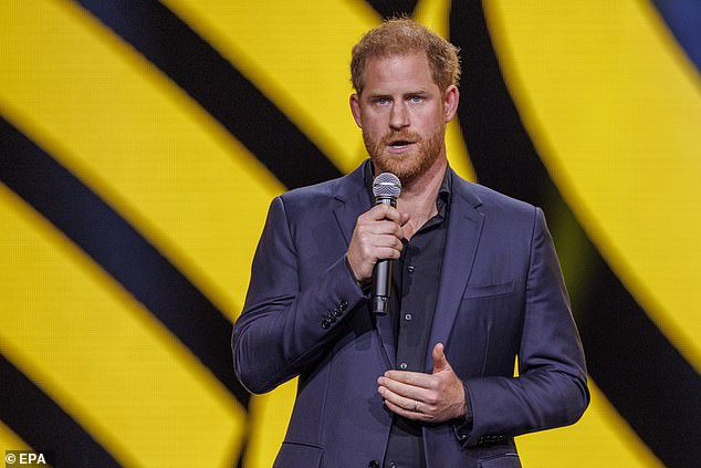 Powerful: The Duke of Sussex delivers a speech during the closing ceremony of the 6th Invictus Games