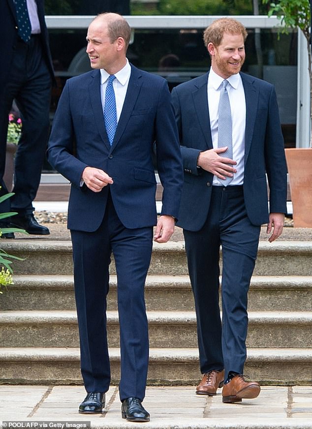 Meanwhile, Duncan said Prince William, 41, and Harry's 'relationship is irretrievably broken'. Pictured, the brothers in July 2021