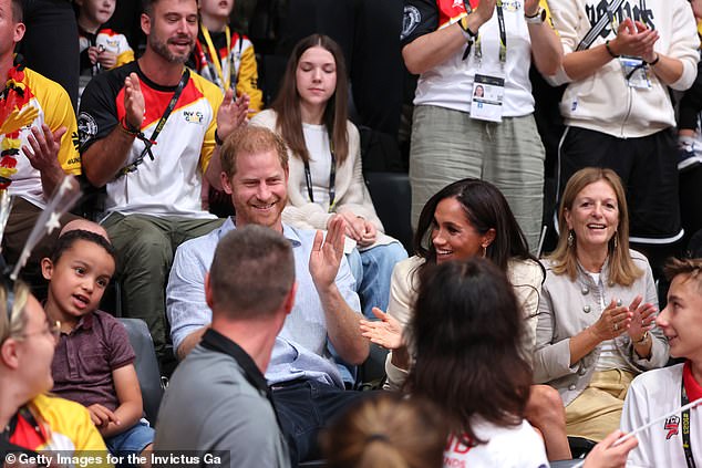 The Duke of Sussex applauds at the Invictus Games in Dusseldorf this morning