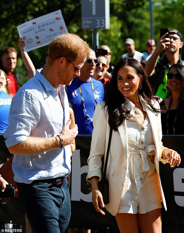 The Sussexes spoke animatedly as they arrived today