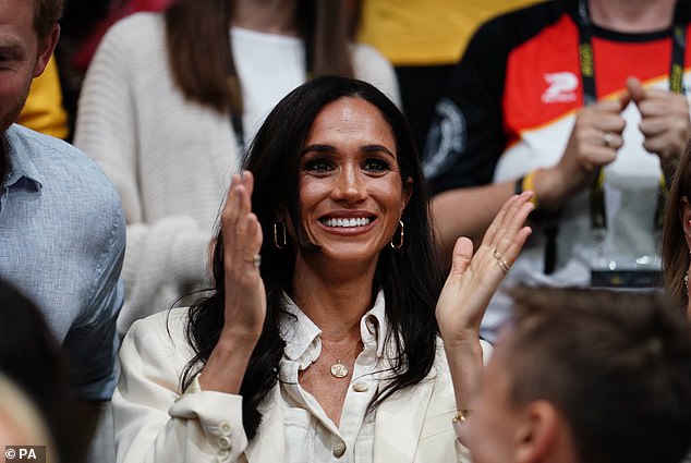 The Duchess of Sussex watches sitting volleyball at the Merkur Spiel-Arena today