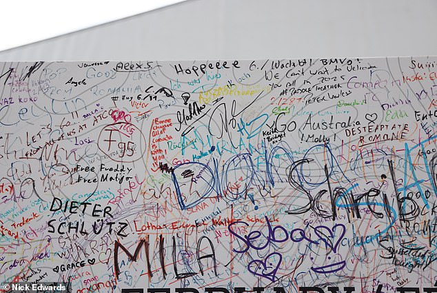 The board appears to be packed with colourful signatures, well-wishes and notes of encouragement from those attending and participating in the competition