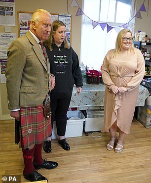 Charles was overheard to remark that he was impressed with the size of the leeks when he took a tour of the group's garden nearby where volunteers grow their own vegetables