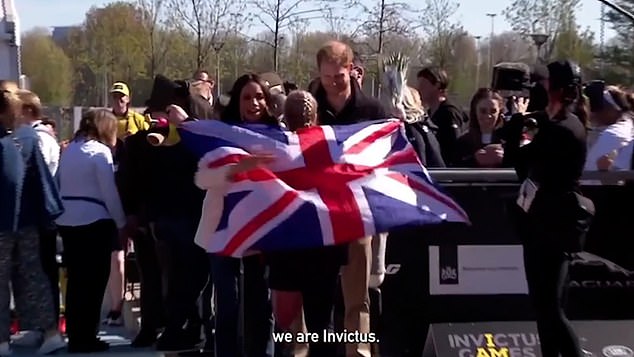 The clip also showed Meghan and Harry hugging athletes