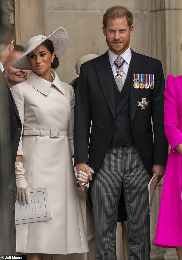 Pictured: Prince Harry and Meghan Markle at the Thanksgiving Service at St Paul's Cathedral